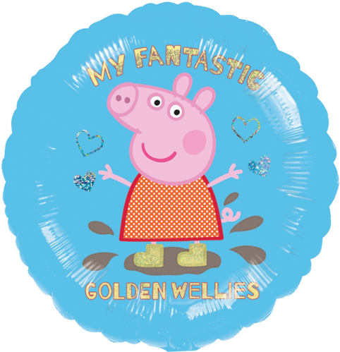 18" Peppa Pig Golden Boots Holographic Balloon - Muddy Puddles (500x500), Png Download