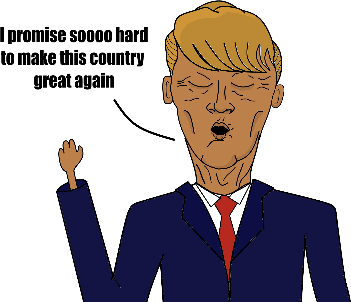 A Look Into Trump's First Week In Office - Cartoon (1613x2019), Png Download