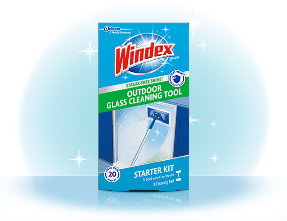 Get A Streak-free Shine In Half The Time - Windex All In One Outdoor Window Cleaner Kit (570x440), Png Download