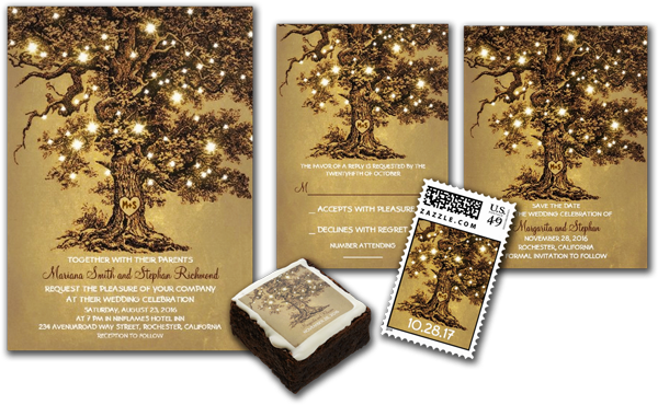Vintage String Lights Tree Rustic Wedding Invites - Vintages Altes Rustikales Verlobungs-party Des Karte (600x370), Png Download