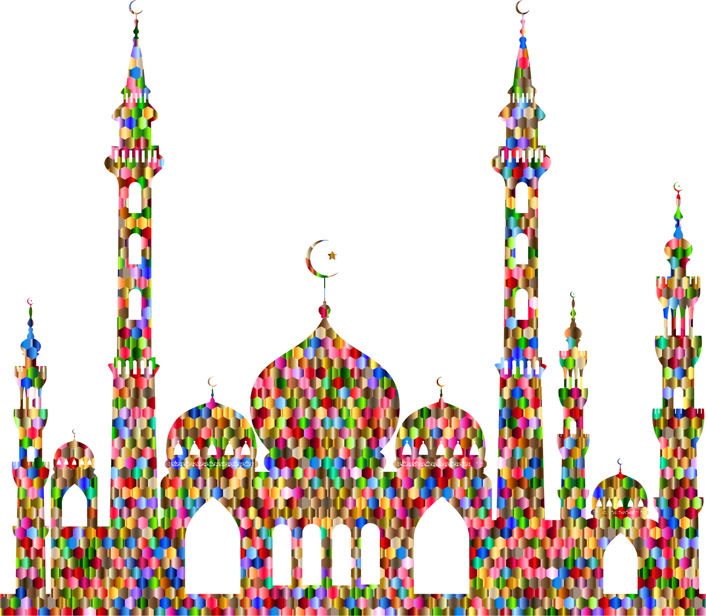 This Free Icons Png Design Of Chromatic Hex Grid Mosque (2320x2026), Png Download