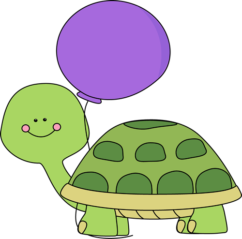 Turtle With Purple Balloon Clip Art - Turtle Birthday Clipart (500x494), Png Download