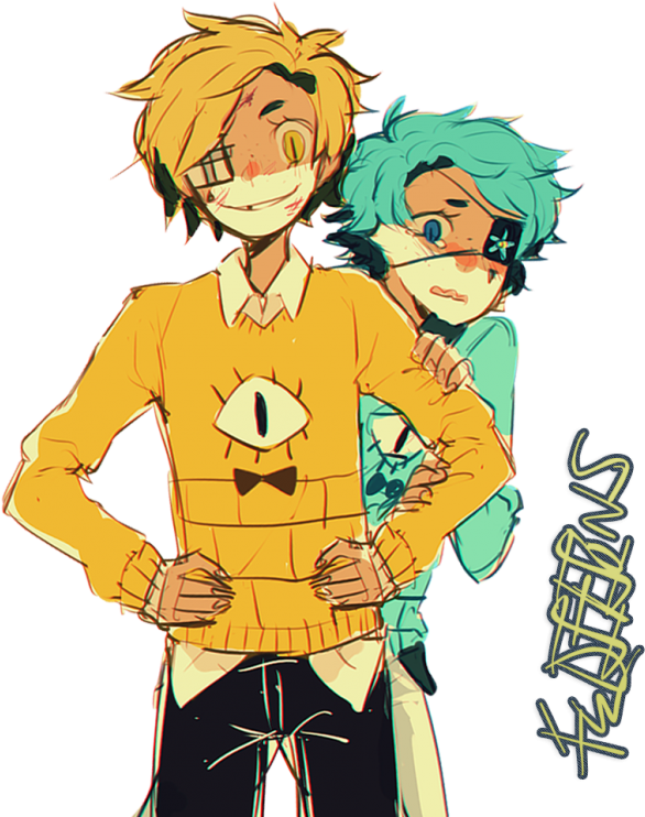 Наклейка Bill Cipher X Will Cipher » Gravity Falls - Gravity Falls Bill And Will (700x775), Png Download