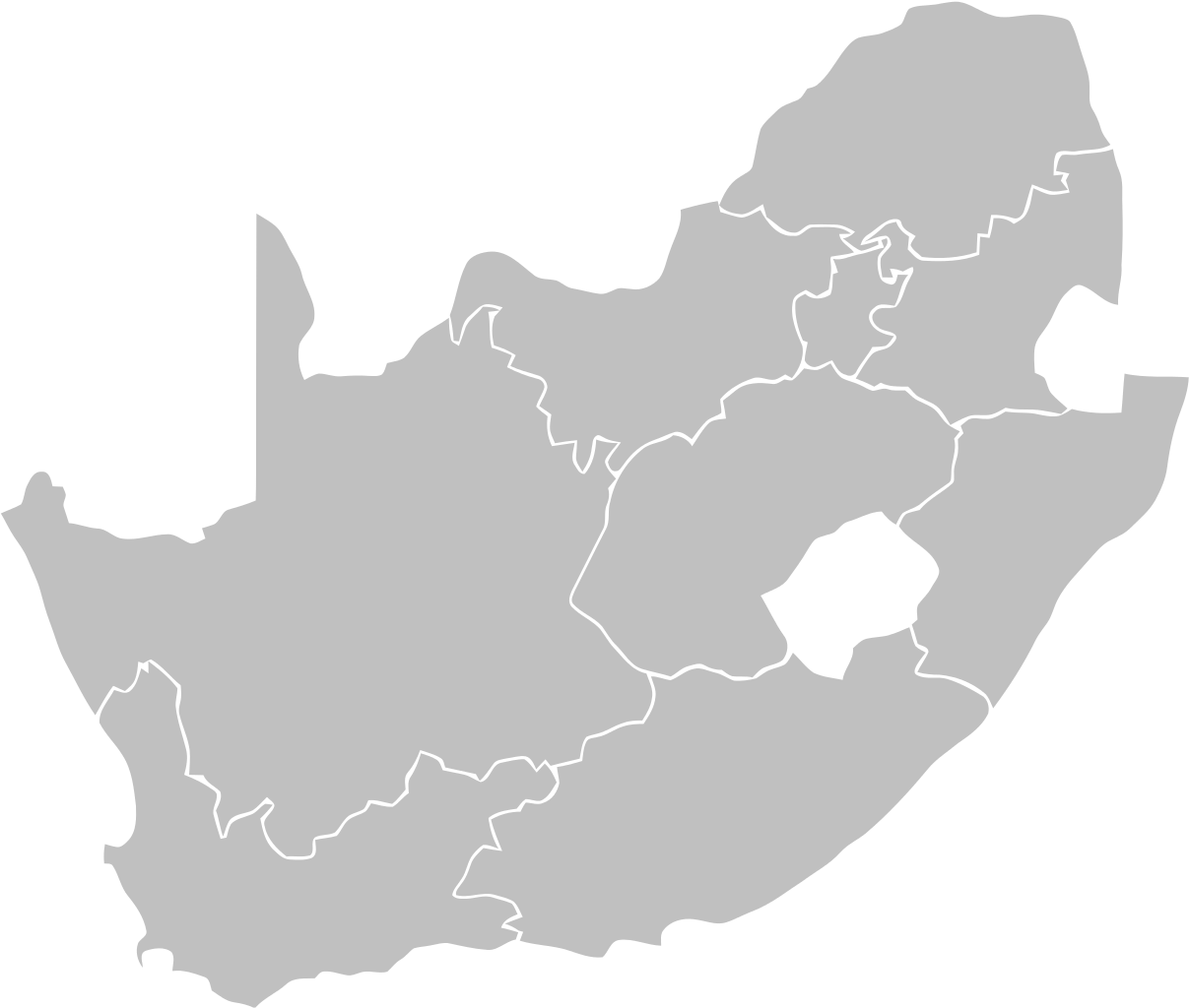 Africa Blank Map Png Image Black And White Library - South Africa Map Kwazulu Natal (1208x1024), Png Download