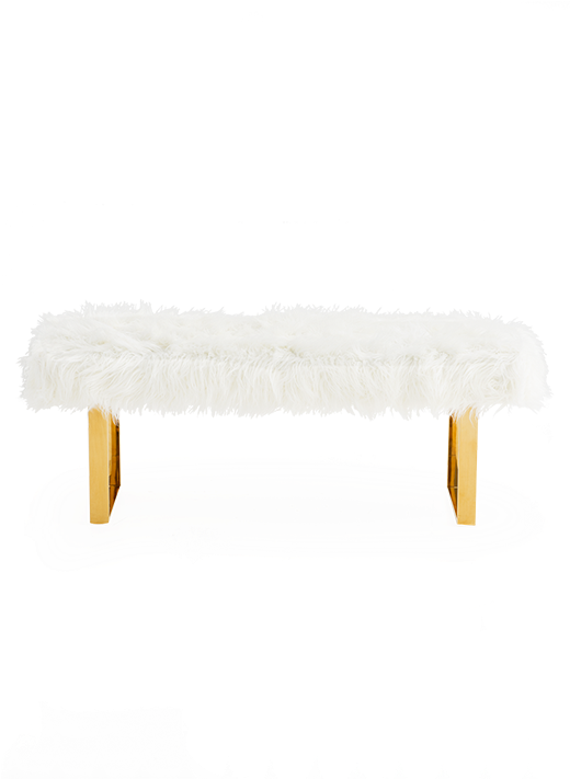 Image For White Faux Fur Bench From Brault & Martineau - Ivory (519x804), Png Download