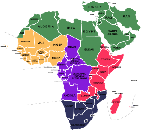 Updated - - Middle East Africa Turkey Map (480x494), Png Download