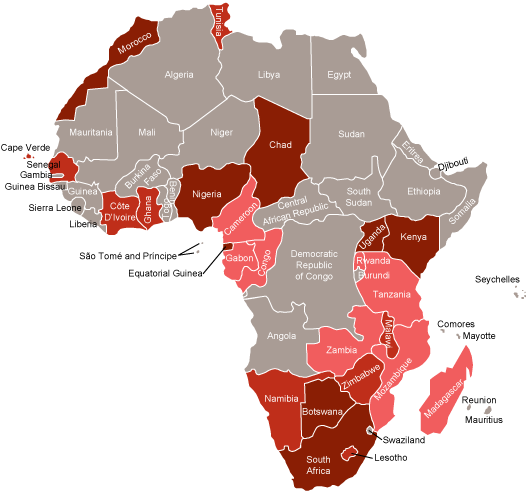 African Map With Countries Featured In The Publication - Africa Png (585x500), Png Download