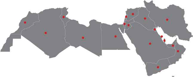 Middle East And North Africa - Middle East Map Grey (647x258), Png Download