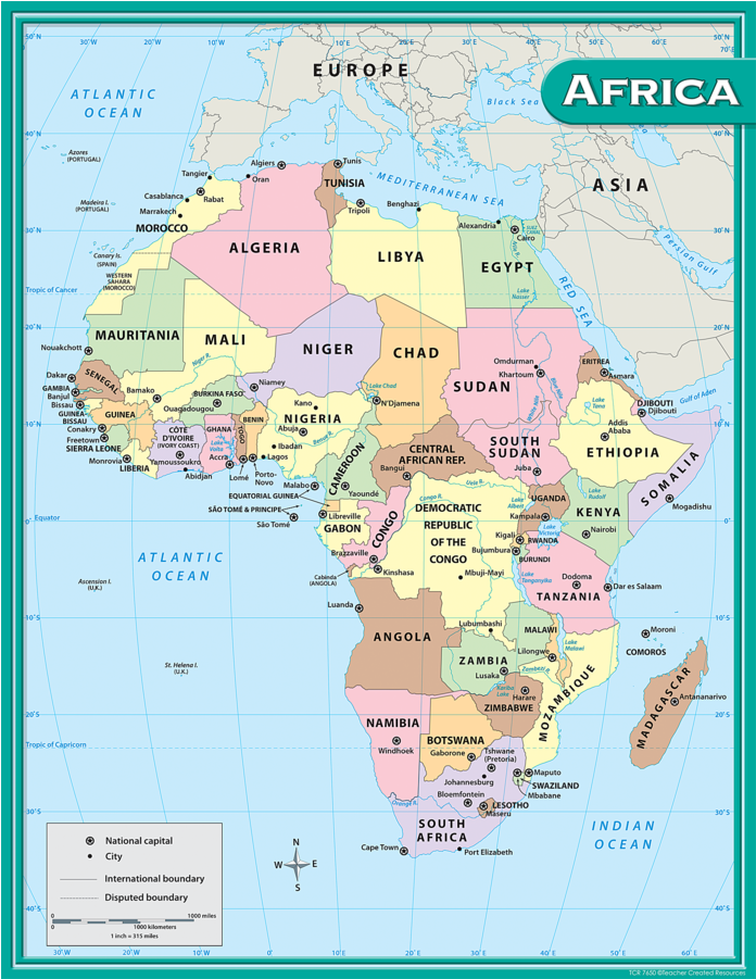 Tcr7650 Africa Map Chart Image - Teacher Created Resources Africa Map Chart (900x900), Png Download