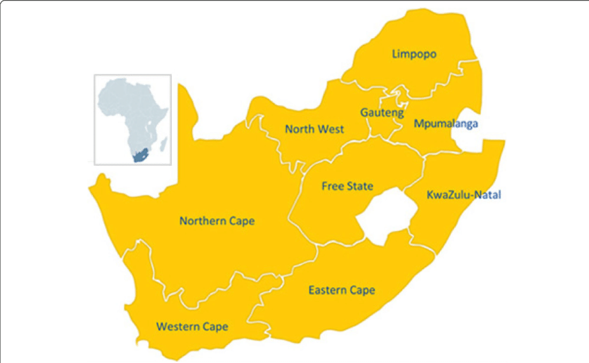 Map Of South Africa (850x525), Png Download