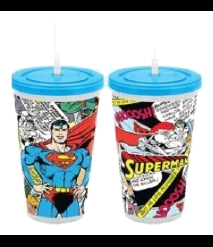 Superman Comic Tumbler With Straw - Homegardenpets (420x487), Png Download