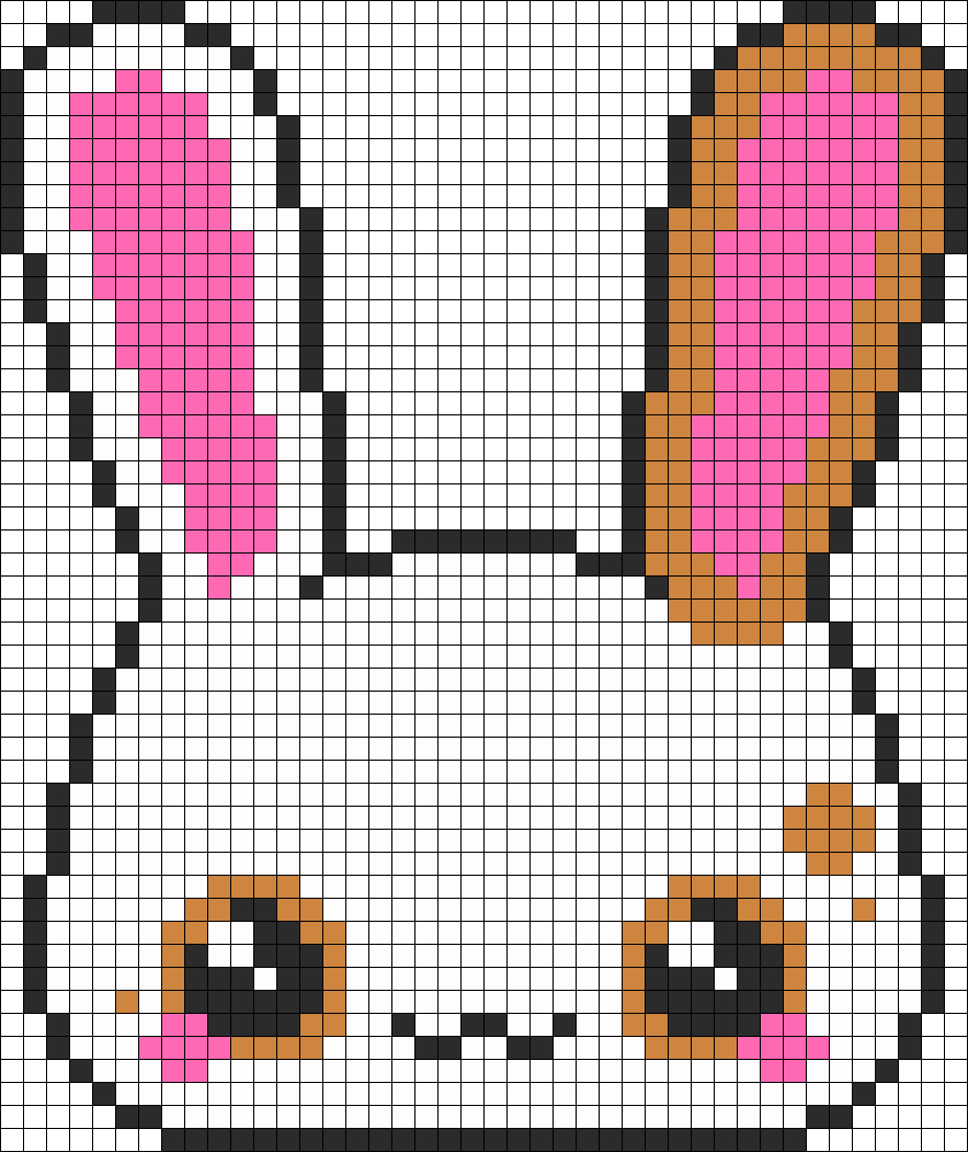 Kawaii Bunny Perler Bead Pattern / Bead Sprite - Pixel Art Kawaii Bunny (883x1051), Png Download