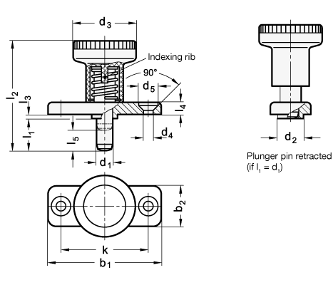 Indexing Plungers With Stainless Steel-plunger With - Steel (467x400), Png Download