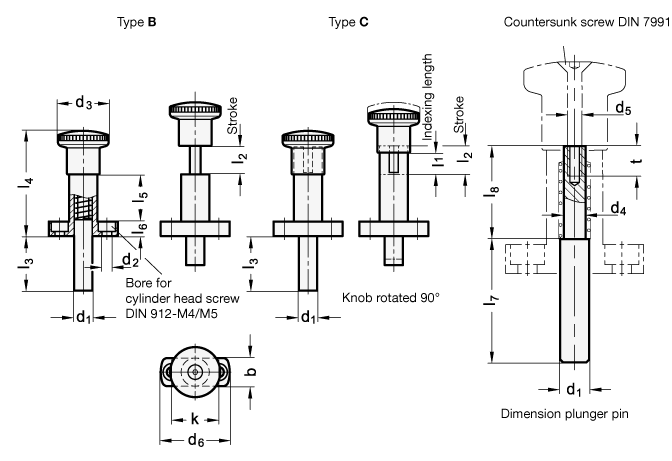 Indexing Plungers Removable, With Or Without Rest Position - Diagram (672x461), Png Download