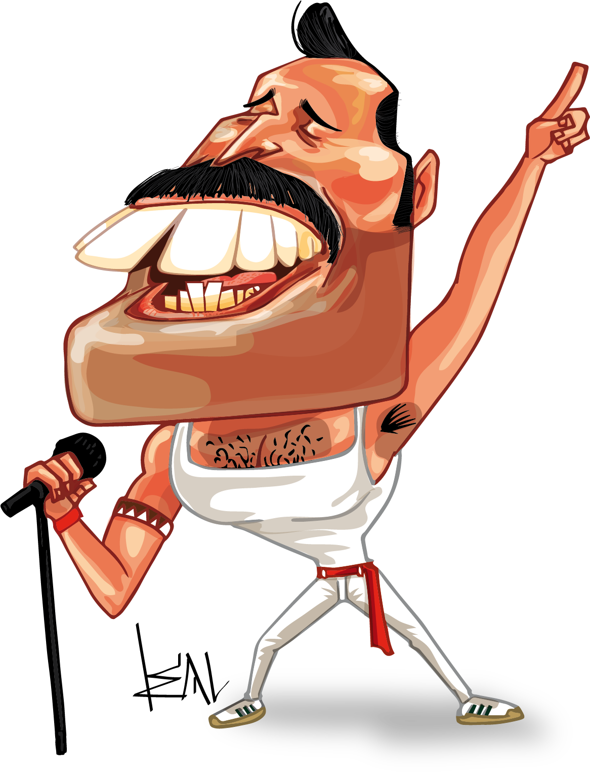 Freddy Mercury - Cartoon (1165x1539), Png Download