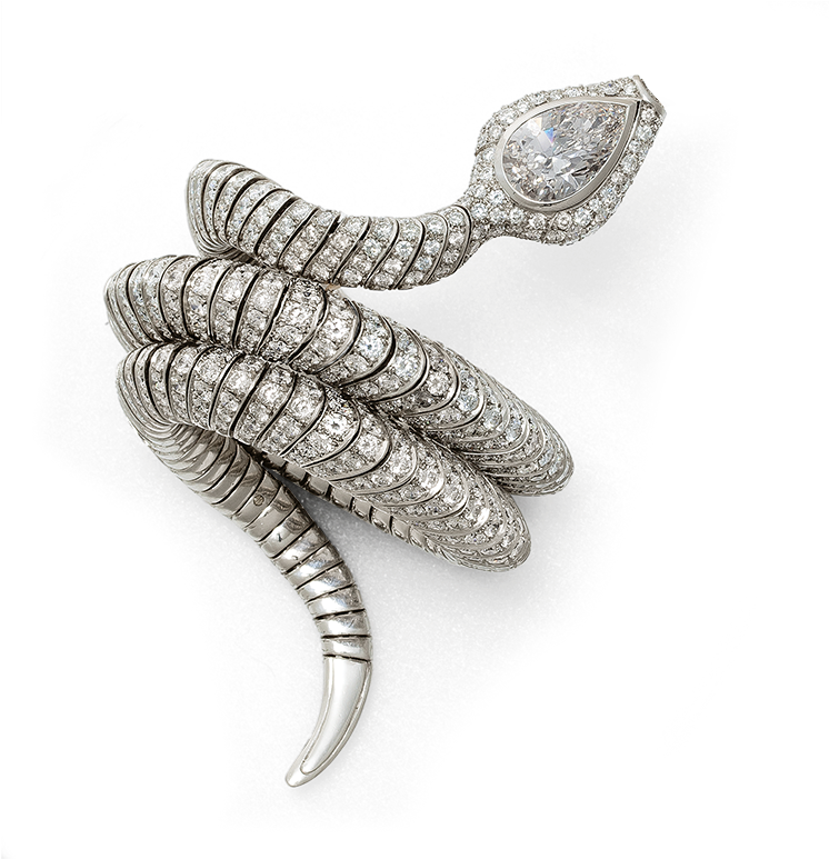 Snake Bracelet With Diamond And Platin - Bracelet (800x800), Png Download