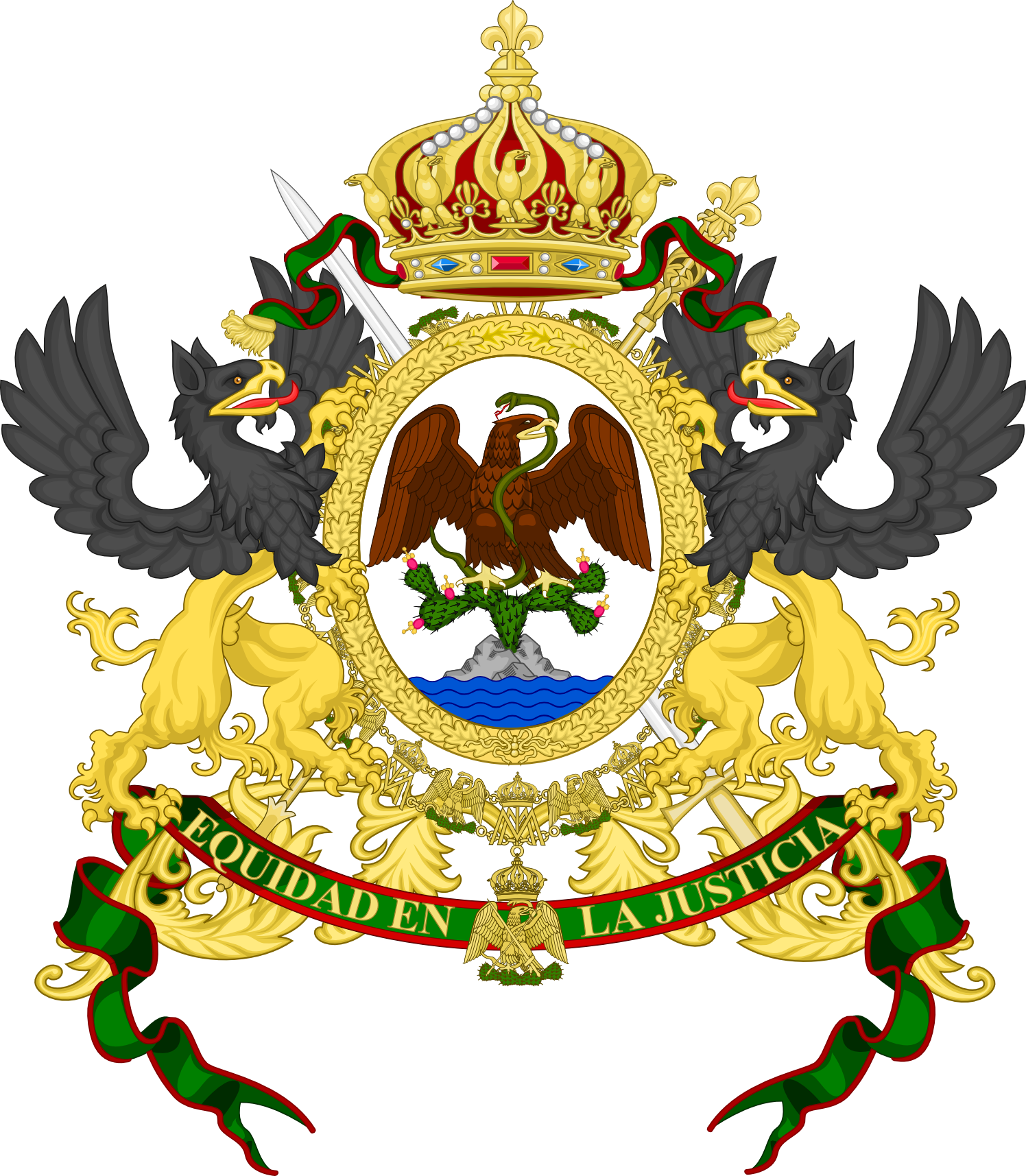 Download El Verdadero Escudo Nacional De Mexico Atl Tlachinolli Flag Second Mexican Empire Png Image With No Background Pngkey Com