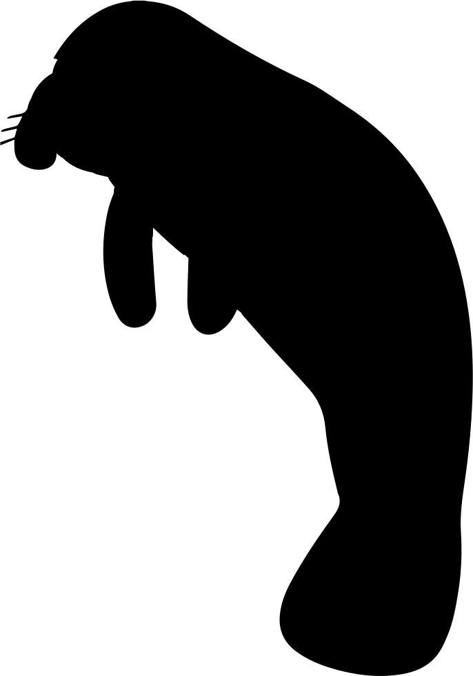 Manatee Mammal Animal Shape Comments - Black And White Manatee Clip Art (686x981), Png Download