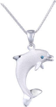 Denny Wong 20mm 14k White Gold "jumping Single" Dolphin - Blue Diamond (480x360), Png Download