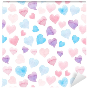 Seamless Watercolor Pattern With Colorful Hearts - Watercolor Painting (400x400), Png Download
