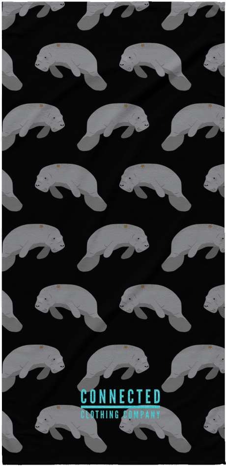Manatee Print Beach Towel In Black - Manatee (1024x1024), Png Download