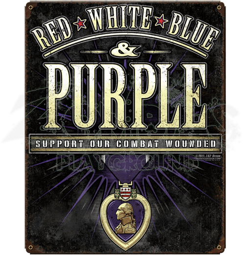 Combat Wounded Purple Heart Vintage Steel Sign - Past Time Signs Vs-t457 Purple (550x550), Png Download