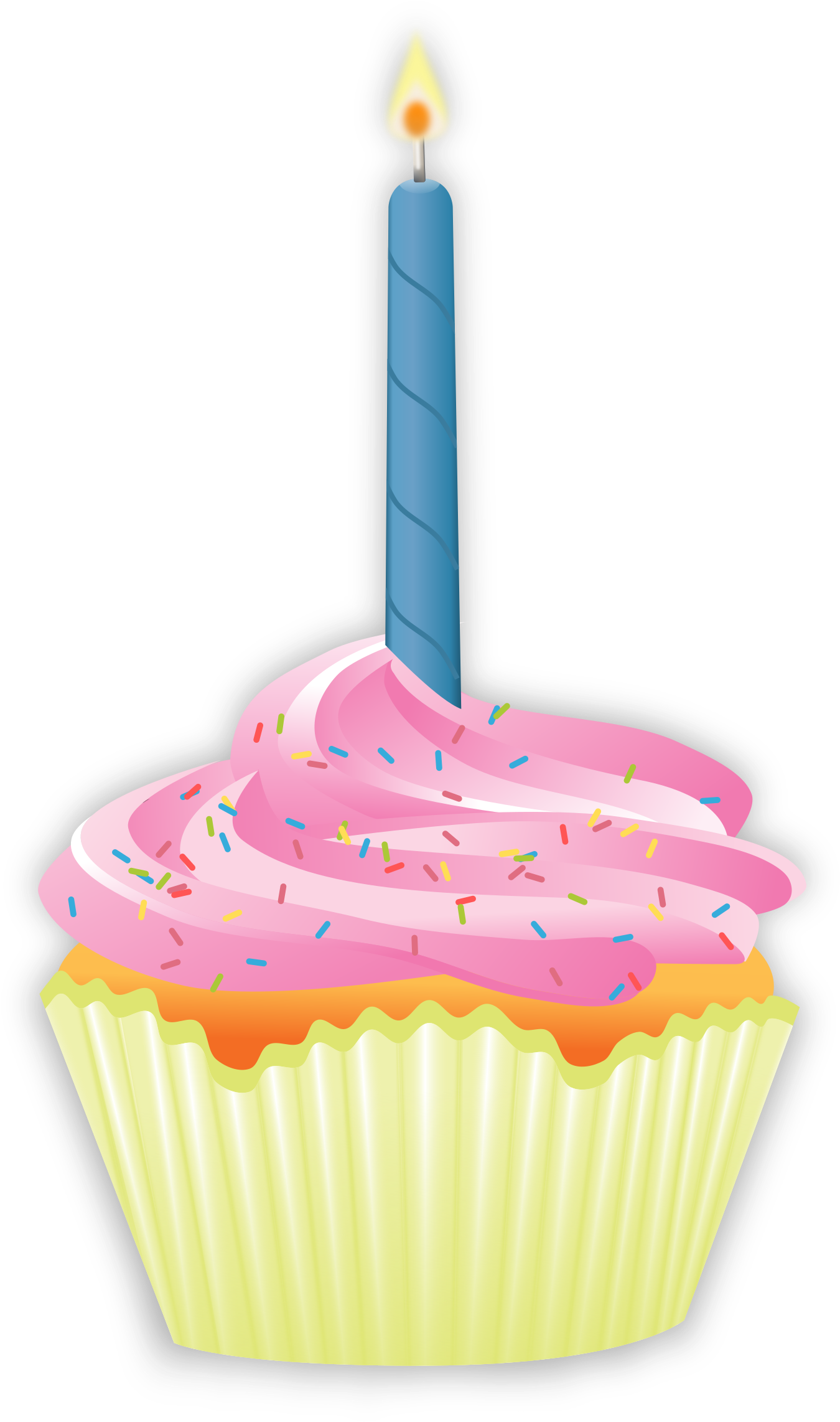 Clipart Cupcake Big Image - Cupcake With Candle Clipart (1652x2400), Png Download