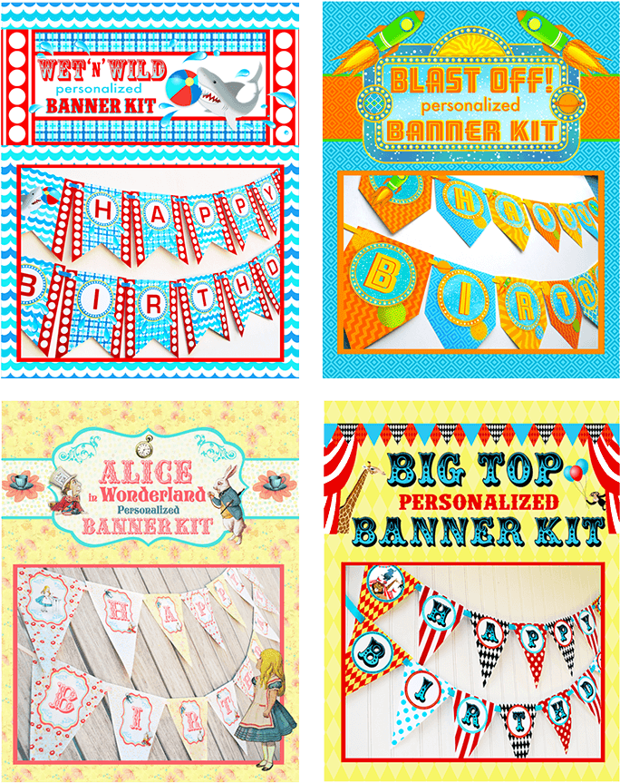 Banner Kits - Pop Parties Shark Party Happy Birthday Banner Pool (900x900), Png Download