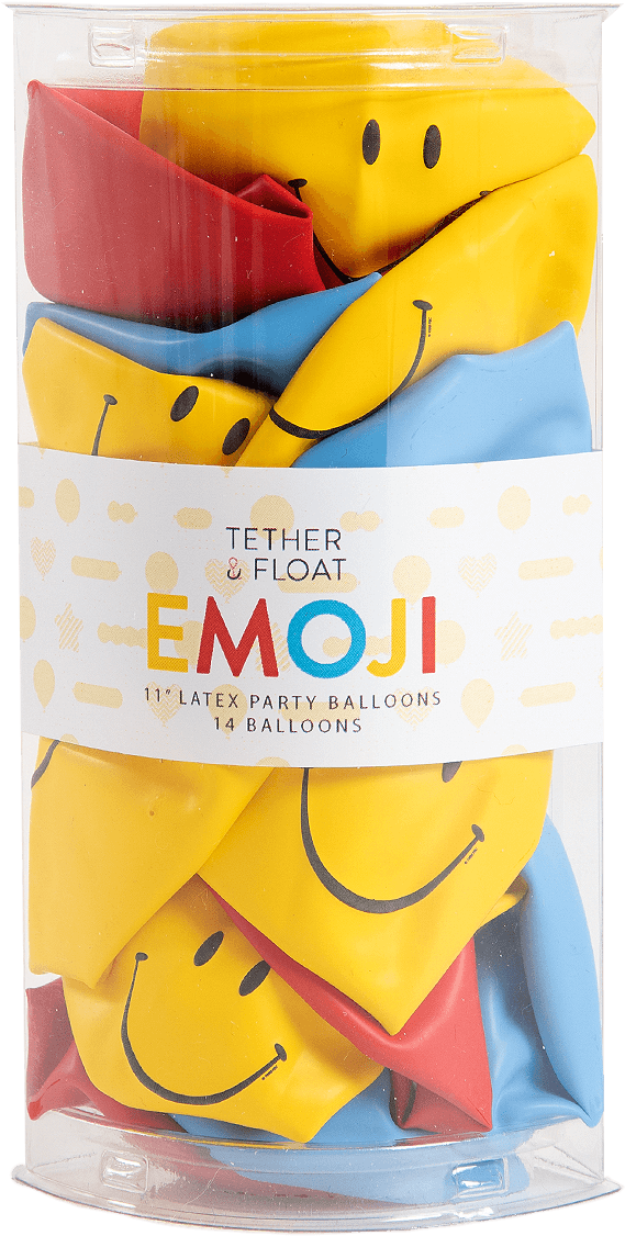 11" Emoji Party Balloons Pack Shot - Balloon (1400x1400), Png Download