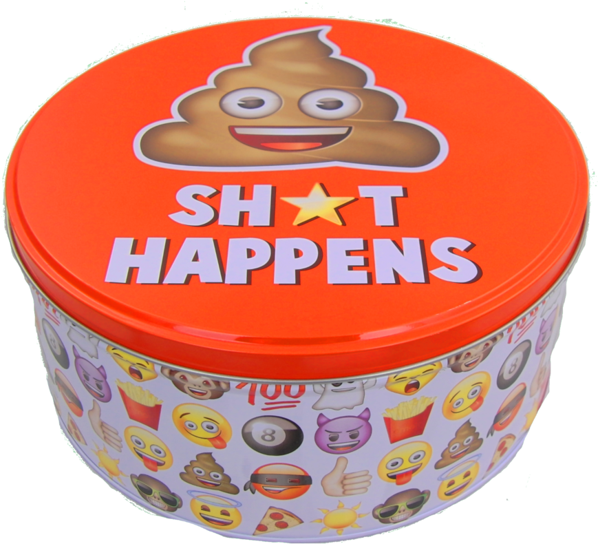 Gebäckdose 20cm Durchmesser Emoji Shit Happens Party (1000x1000), Png Download
