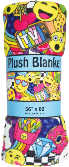 Picture Of Emoji Party Plush Blanket - Iscream 'neon Nights' Premium Plush 56" X 60" Fleece (550x550), Png Download