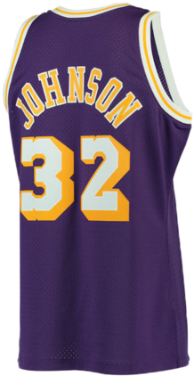 Los Angeles Lakers Magic Johnson Purple Swingman Jersey - Purple Magic Johnson Jersey (421x480), Png Download