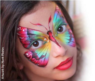 Marcella Bustamenta Face Paint - Face Painting With Rainbow Cakes (414x330), Png Download