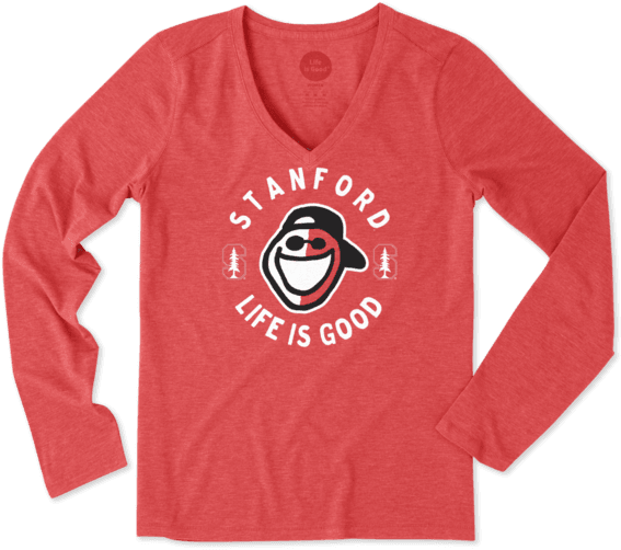 Women's Stanford Face Paint Jake Long Sleeve Cool Vee - Life Is Good Women's Villanova Daisy Long Sleeve Cool (570x570), Png Download