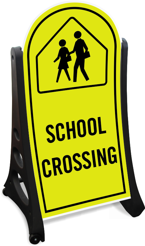 School Crossing Sidewalk Sign Kit - Green School Zone Sign (800x800), Png Download