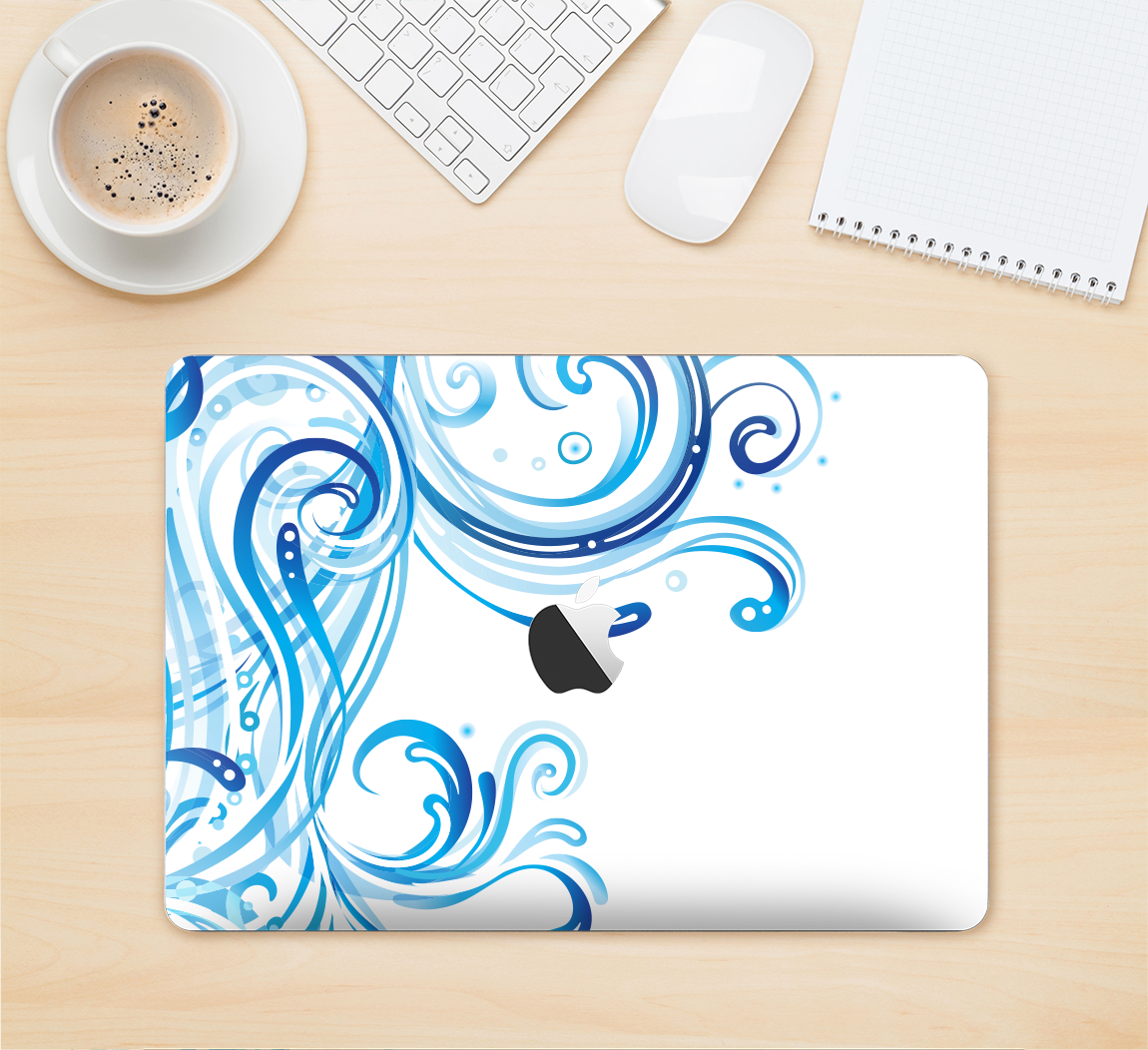 The Swirly Vector Water-splash Pattern Skin Kit For - Bright Blue Glistening Streaks Full-body Wrap Skin (1150x1052), Png Download