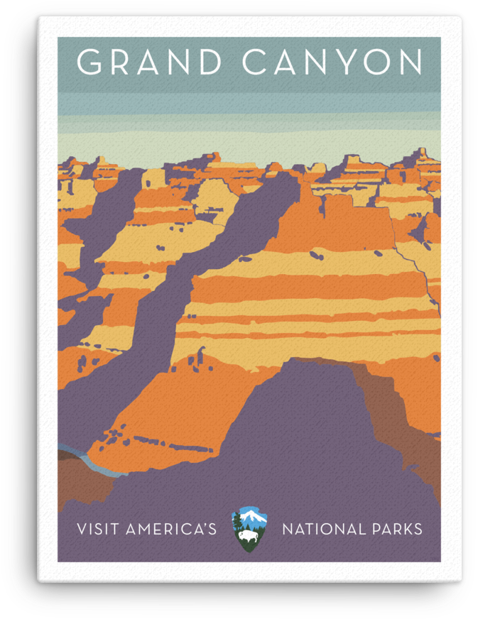 Grand Canyon Canvas - Santa Fe Railroad, Grand Canyon National Park, Arizona, (1000x1000), Png Download