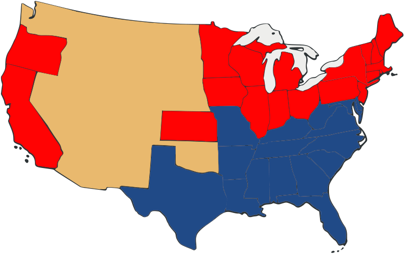 Slave And Free States Before The American Civil War-unbiased - American Civil War Png (800x502), Png Download