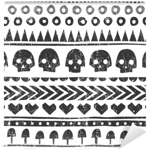 Seamless Halloween Pattern In Tribal Style - Pattern (400x400), Png Download