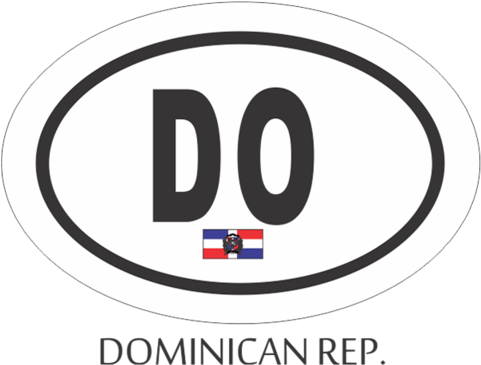 Dominican Republic Black And White Oval Decal - Parker (480x480), Png Download