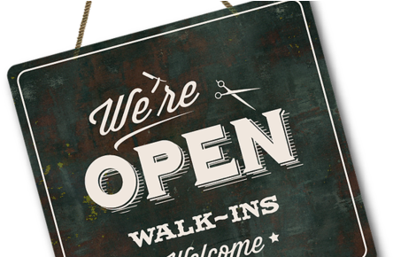 Barbershop Open Monday - Barber Open Sign (479x289), Png Download