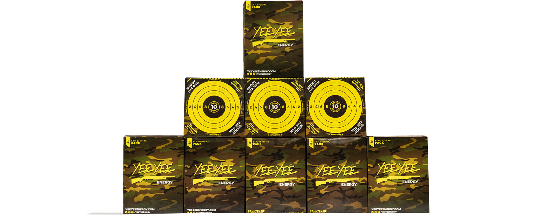 Stack Of Yee Yee Energy Boxes (1920x795), Png Download