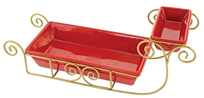 Santa Sleigh Png Transparent Image - Kovot Ceramic Santa Sleigh Snack Serving Dish Set, (466x311), Png Download