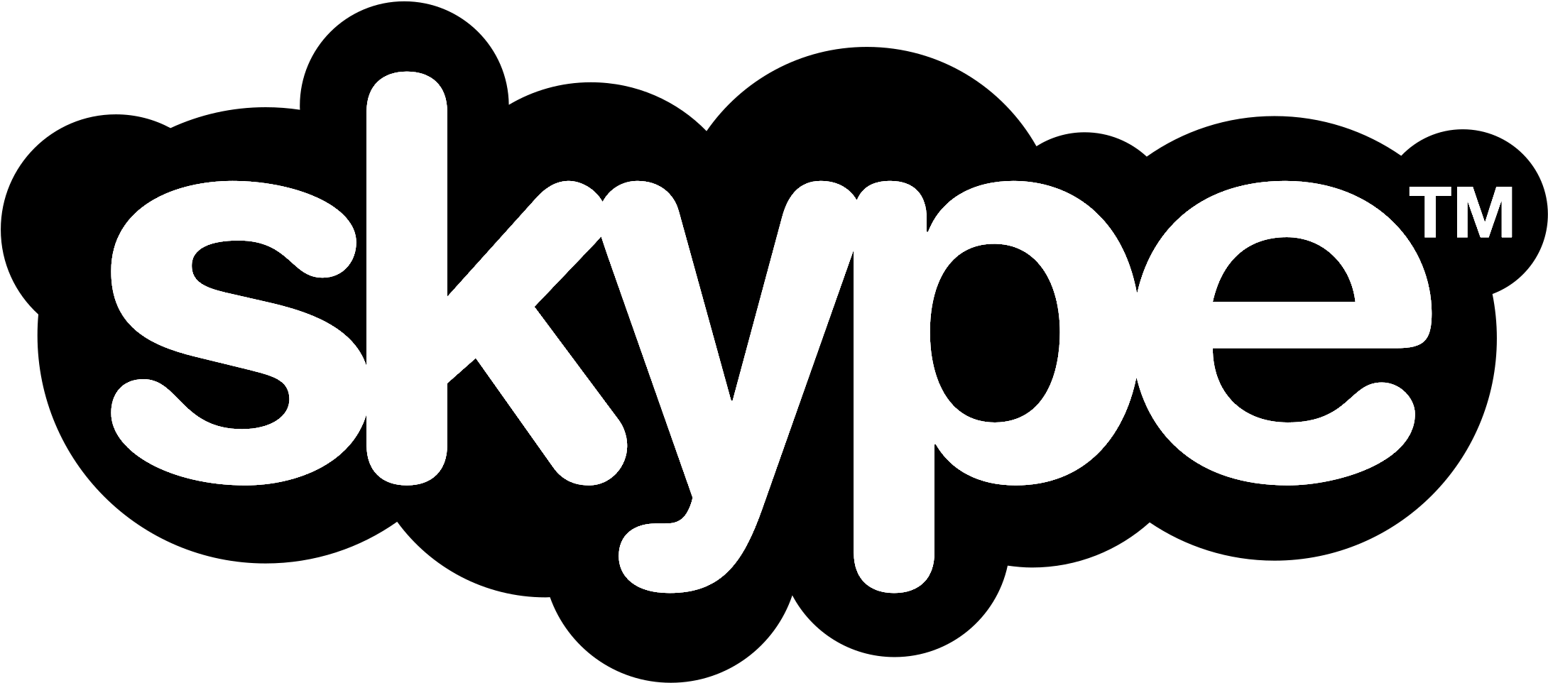 Skype Logo Black And White - Skype Logo (2400x1181), Png Download