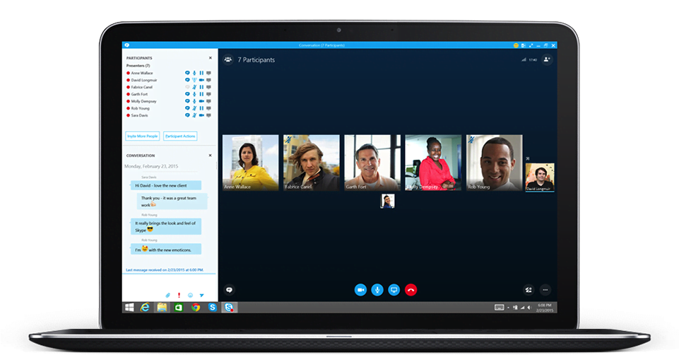 With Skype, You Can Host Or Attend Online Meetings - Skype On Laptop (960x532), Png Download