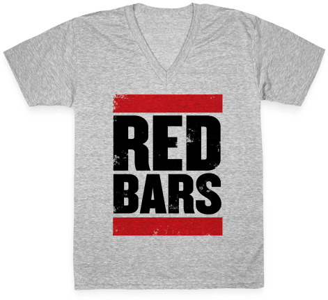 Red Bars V-neck Tee Shirt - H Double Hockey Sticks (484x484), Png Download
