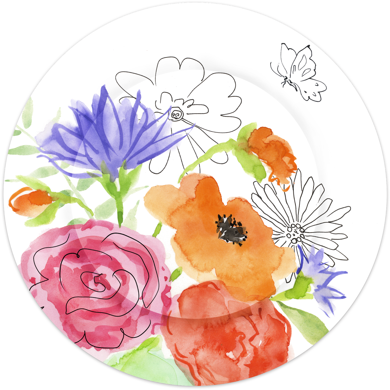 Ff1675 Watercolor Garden - Flower (1600x1600), Png Download