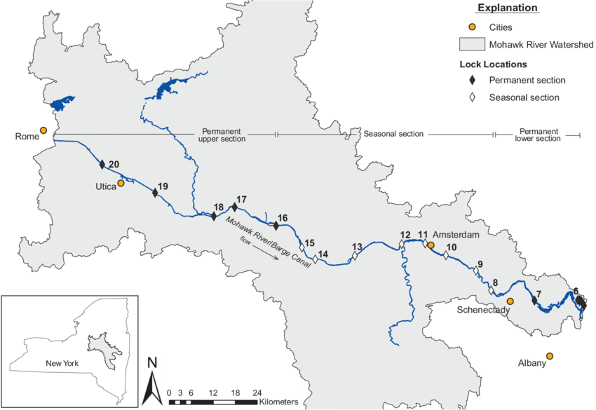 Map Of The Mohawk River Watershed Showing The Locations Mohawk River