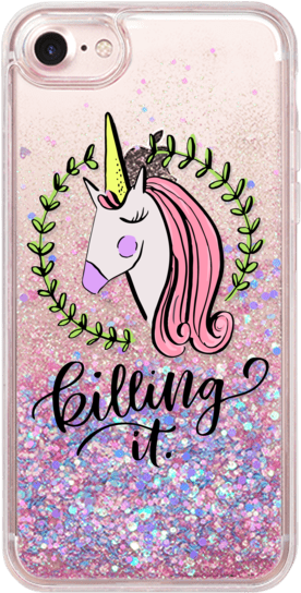 Casetify Iphone 7 Glitter Case - Fundas Para Celular Unicornio (282x560), Png Download