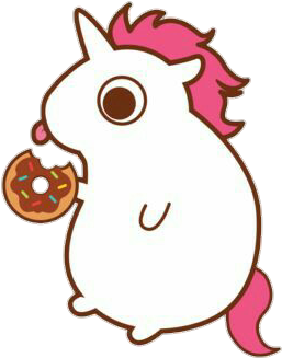Clip Donut Eat Tumblr Sticker - Unicorn With A Donut (375x360), Png Download